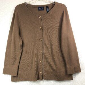 Crazy Horse Liz Claiborne Brown Button Up Knit Top